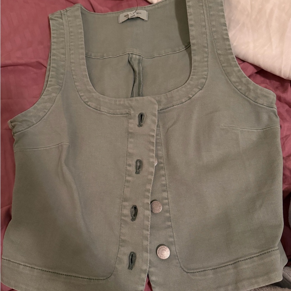 Banana Republic Sage Green Button-Front Tank Vest